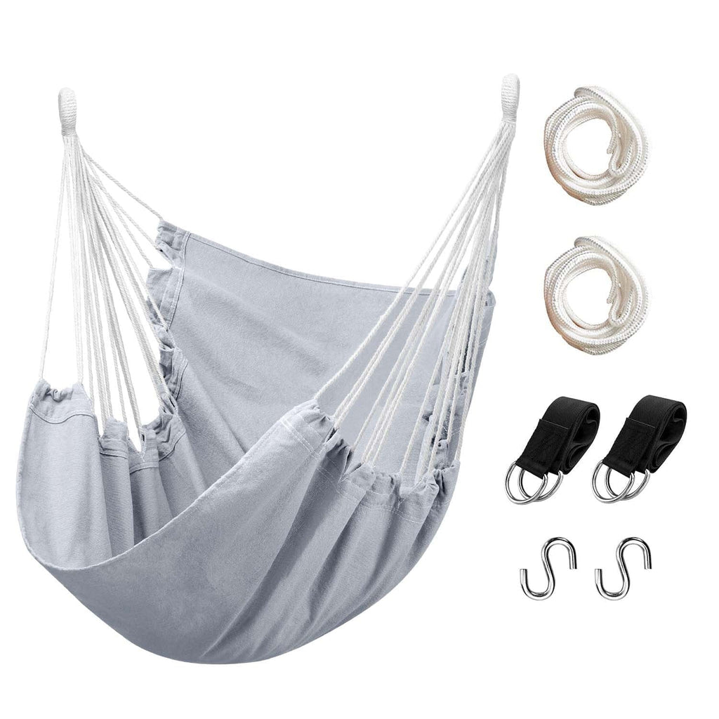Hammock Chair with Pocket, Max 300 lbs, Dark Gray Z71896