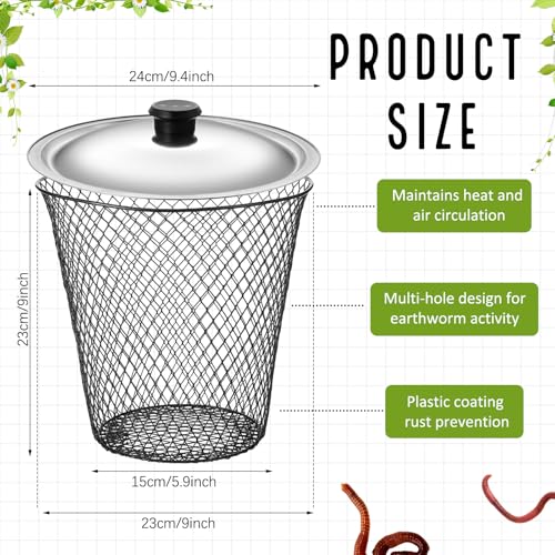 4 Pcs Worm Composter with Lids 9.1 x 9.1 x 5.9 Inch Worm Compost Bin W9818