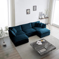 U Shaped Convertible Modular Sectional Sofa with Movable Ottomans, 5-Seater Deep Seat Chenille Upholstered Sleeper Sofa N6693