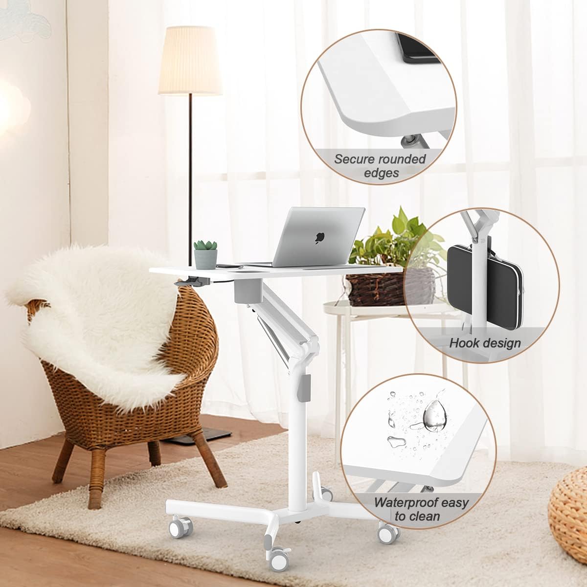 Portable Height Adjustable Laptop Desk with Wheels C86105
