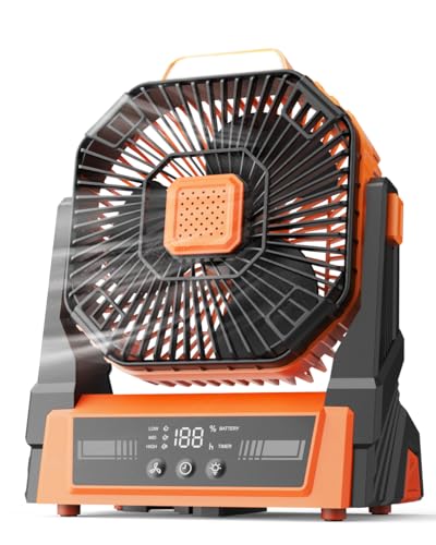 Portable Rechargeable 20000mAh Battery Powered Desk Fan with LED Lantern J653722