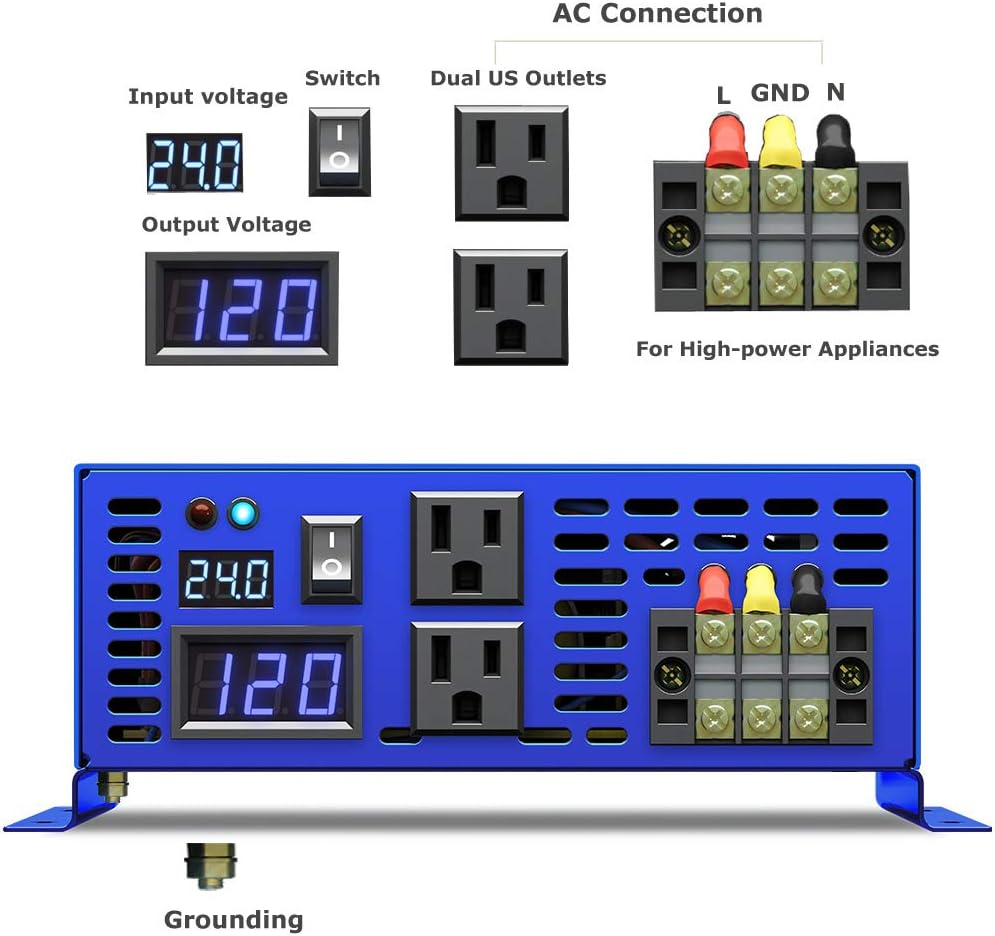 Pure Sine Wave Power Inverter 3000W 24V DC to AC 110V V112