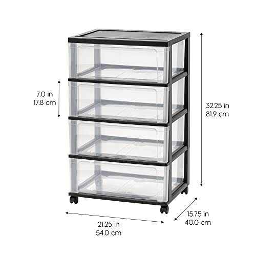 Black Plastic 5 Drawer Rolling Storage Organizer T8466