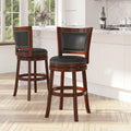 Dark Cherry Wooden Counter Height Stool with Faux Leather Seat D881028