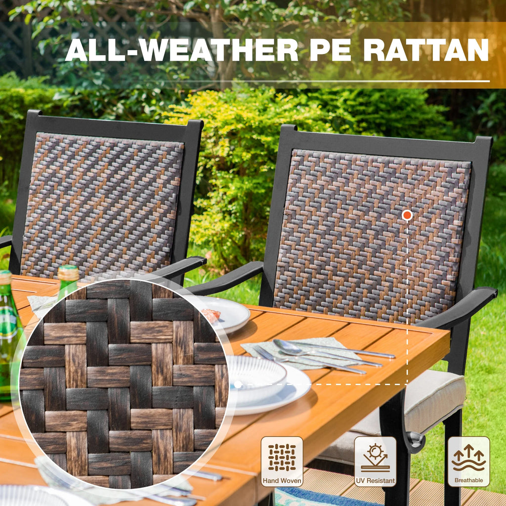 9-piece Outdoor Patio Dining Set with Metal Table and Wicker Rattan Chairs A62639