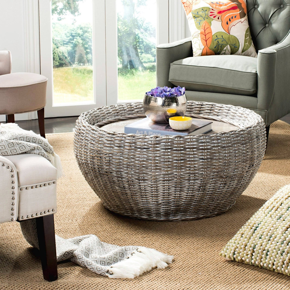 Grey Wood Top Coffee Table T199486