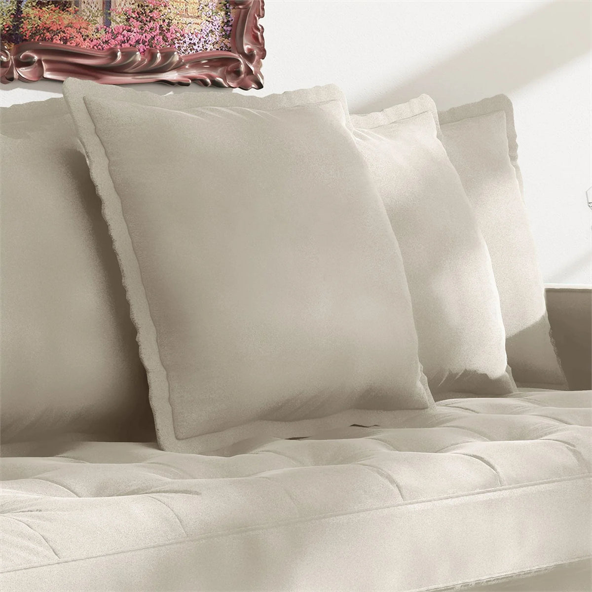 Beige Velvet Upholstered Sofa Z772