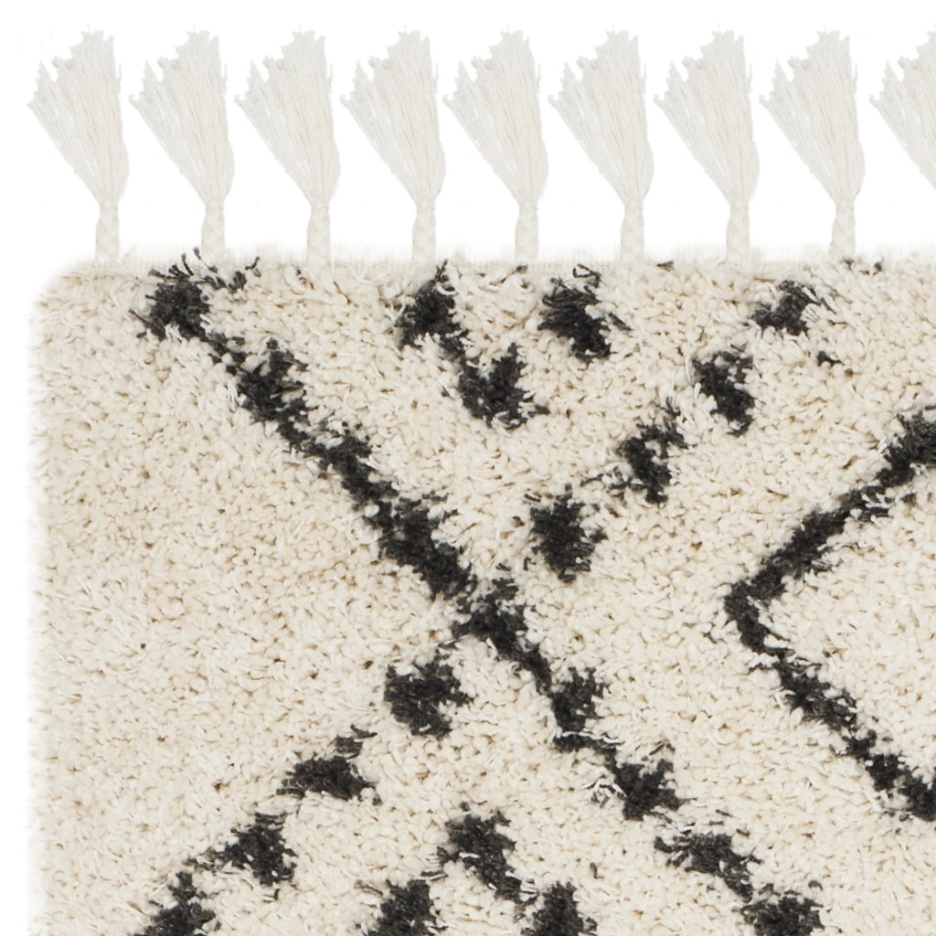 Moroccan Fringe Geometric Shag Area Rug or Runner E8384