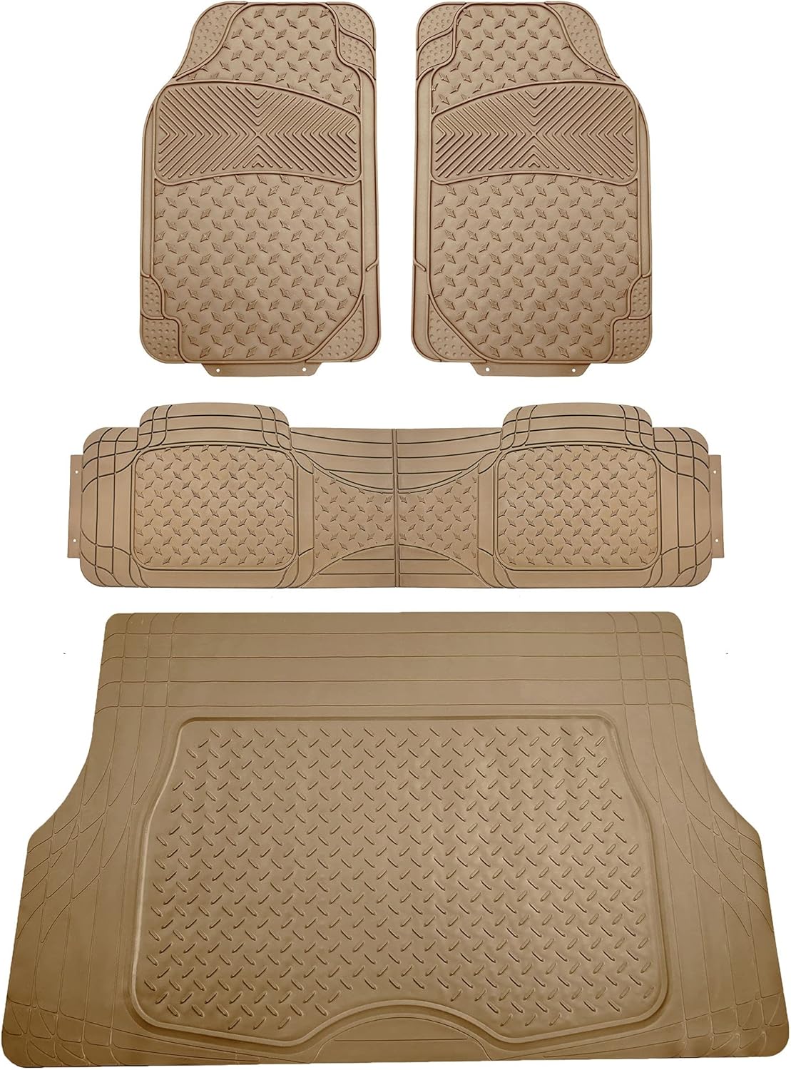 Beige Trimmable All Weather Car Floor Mats with Cargo Liner F1180