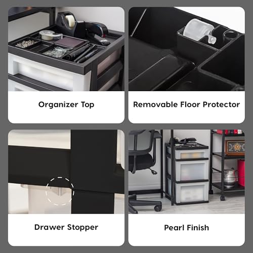 Black Plastic 4-Drawer Rolling Cart L758568