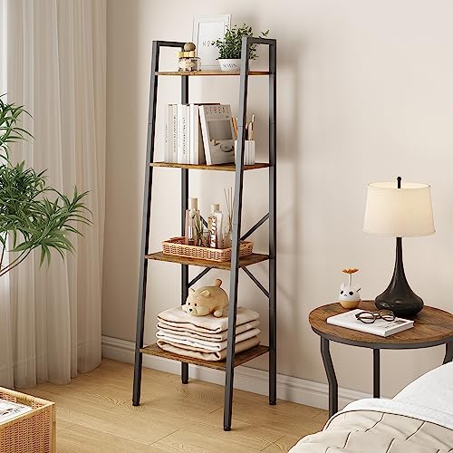 5-Tier Narrow Ladder Bookshelf, Metal Frame, Greige X223