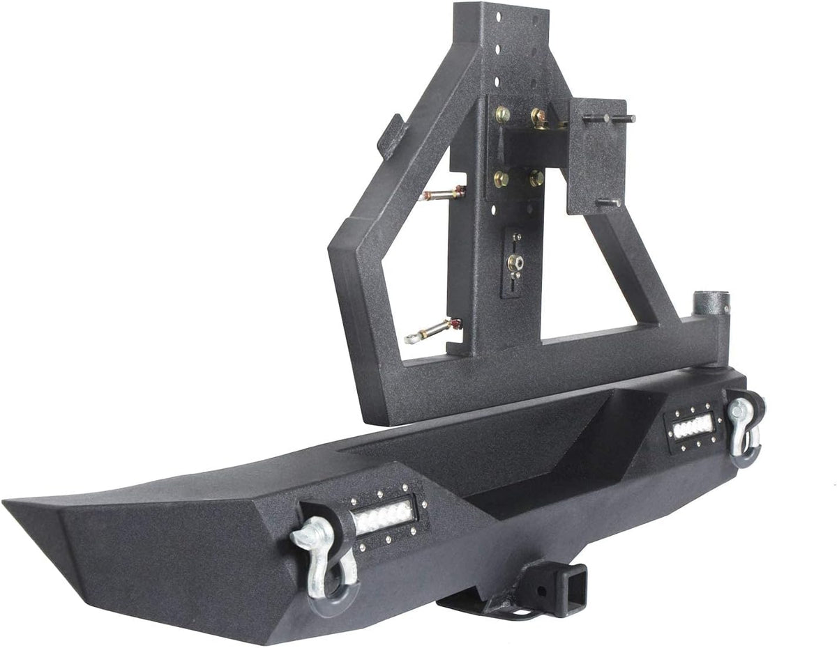 Front and Rear Bumpers with Tire Carrier & LED Light Bar & Hitch Receiver O758942