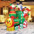 6ft Height Christmas Inflatable Santa Claus with Elf and Snowman Built-in LED Lights I741732