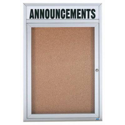 Illuminated Enclosed Wall Mounted Bulletin Board, 36x22 H x 24x22 W, One Door, Clear Satin Frame X1912