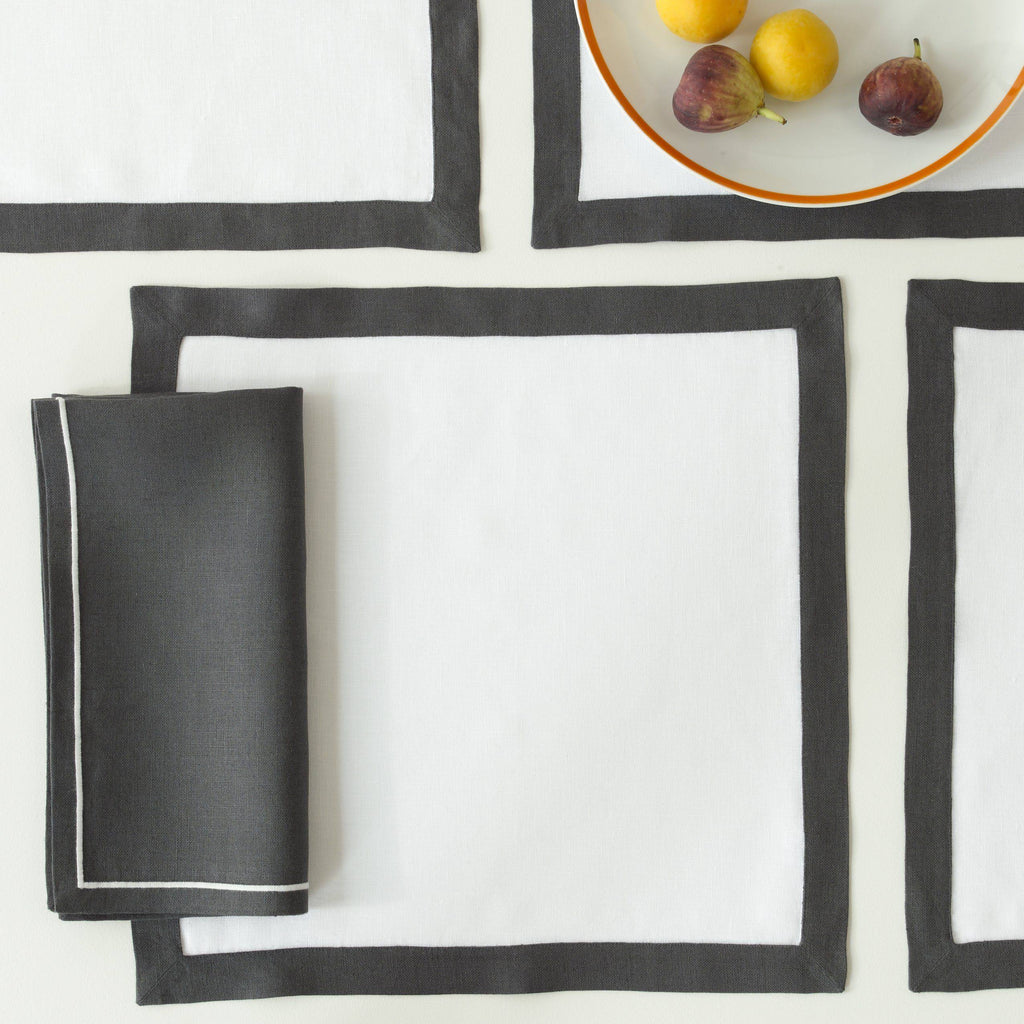 Satin Stitch Napkins, Set of 4, Grey L9492