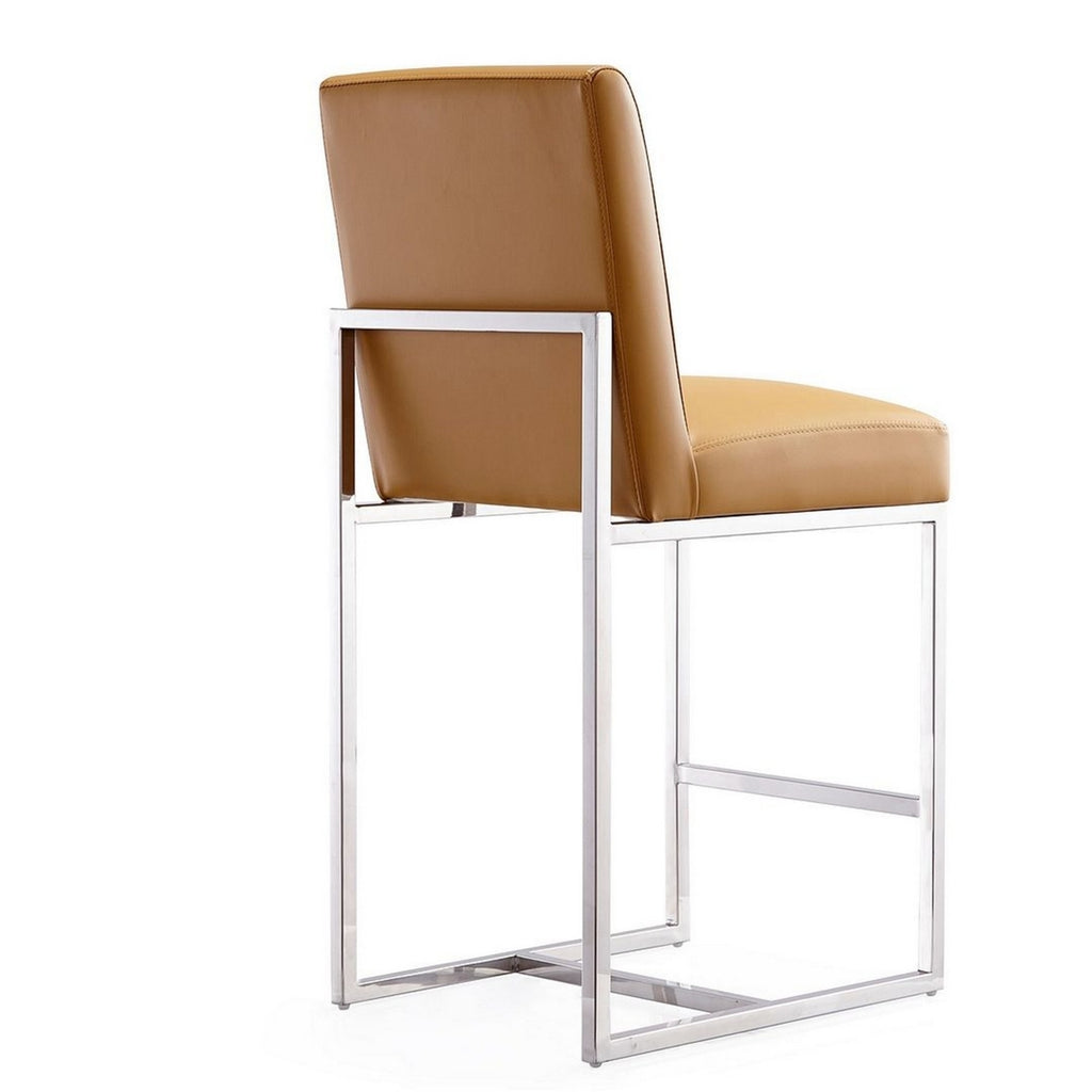 Camel Polished Chrome Stainless Steel Counter Height Bar Stool Set of 2 Z4704
