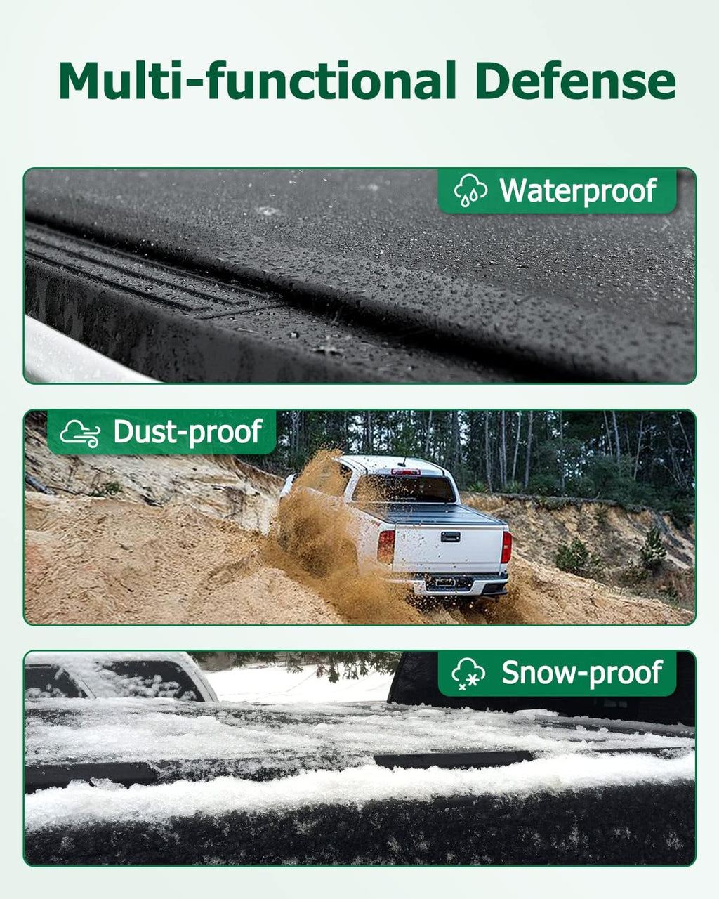 Truck Bed Cover Kit Soft Tri-Fold Tonneau Cover D318