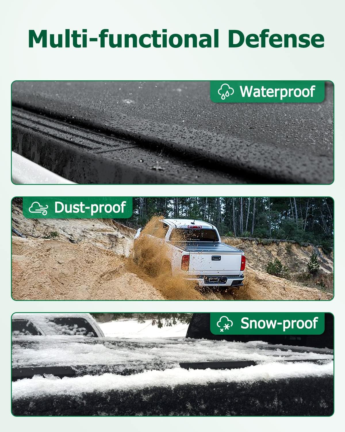 Truck Bed Cover Kit Soft Tri-Fold Tonneau Cover D318