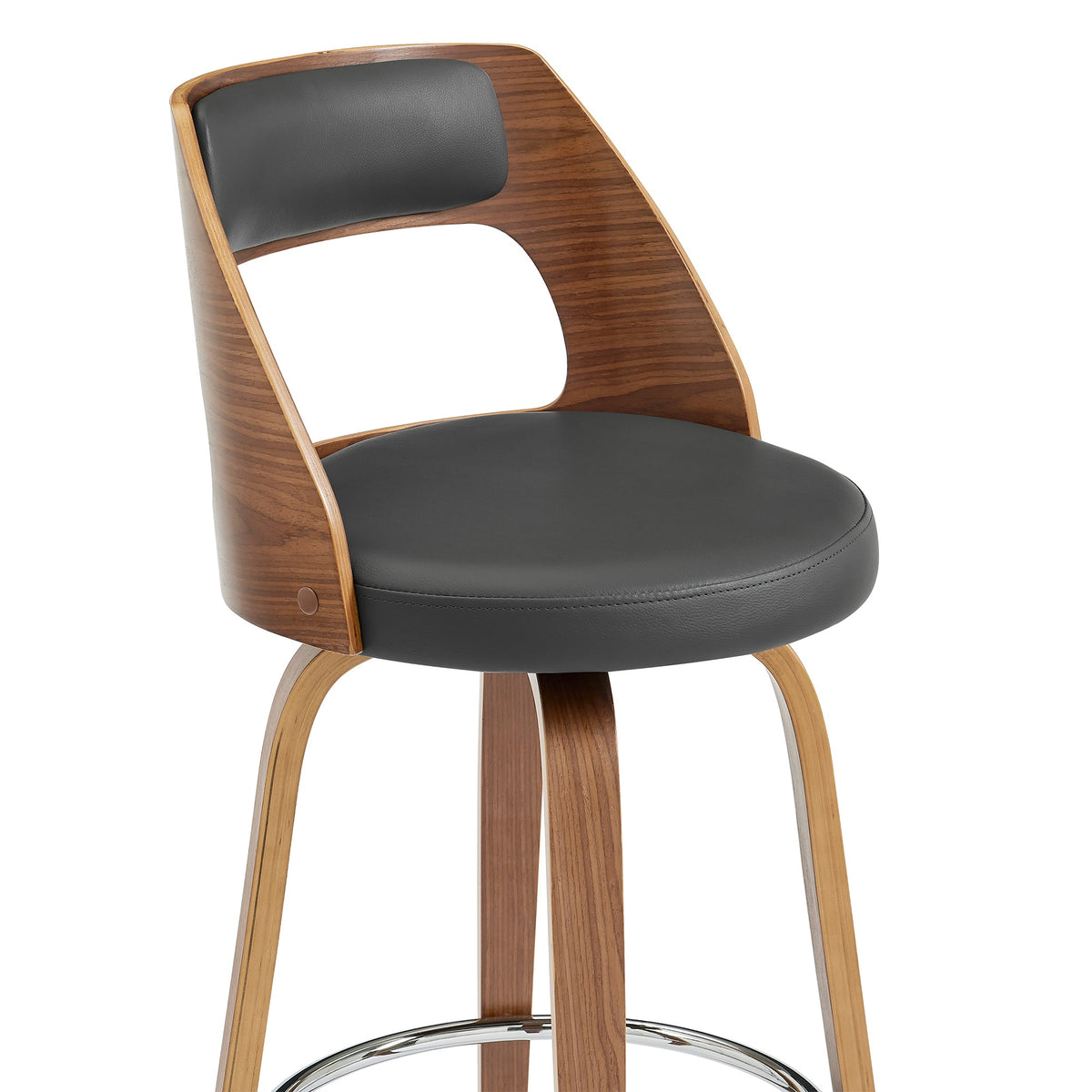 Gray Swivel Counter Stool with Wooden Back U842331