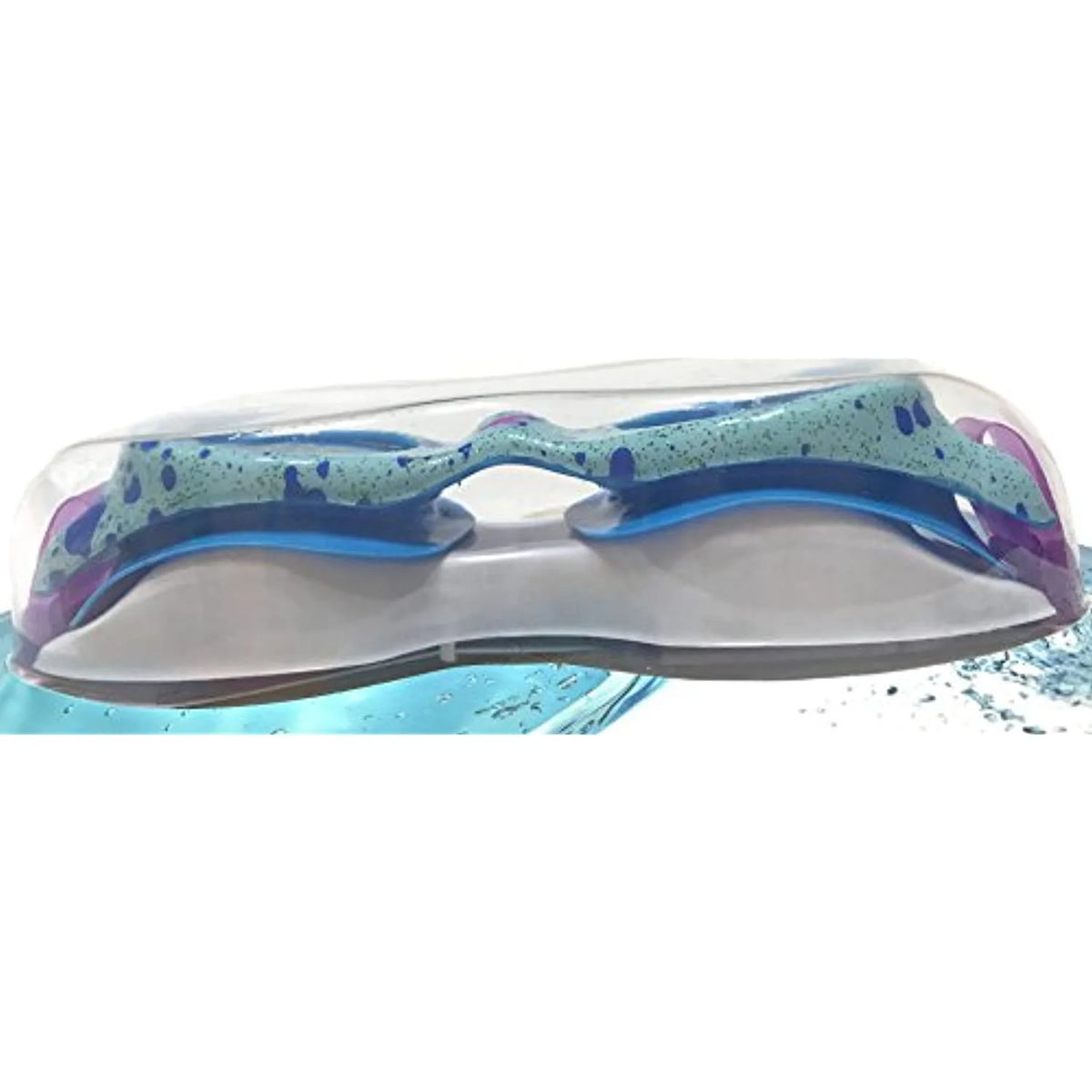 Junior Glide Print Swimming Goggles, Aqua with Blue Paint Splatter, Latex-Free, UV Protection, Anti-Fog G9412