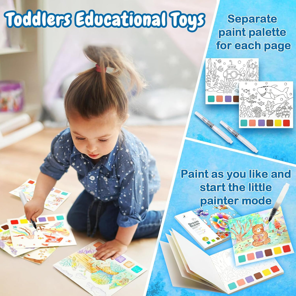 2PCS Watercolor Coloring Books for Kids Ages 4-8 Y881