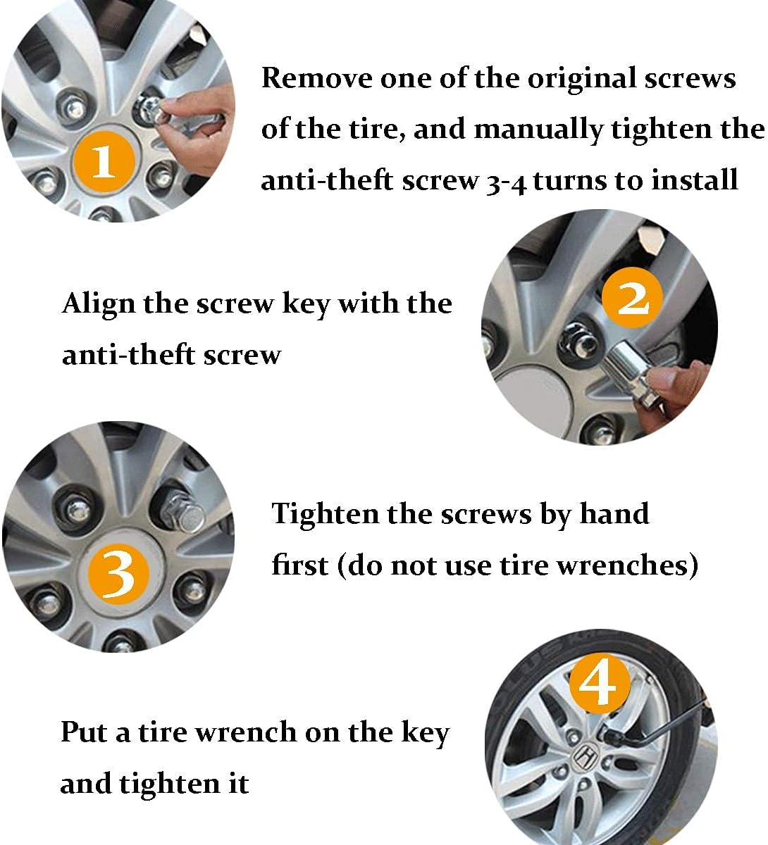 Wheel Locking Nuts Set of 4 with Wheel Lock Key Pouch Pack of 2 C14870
