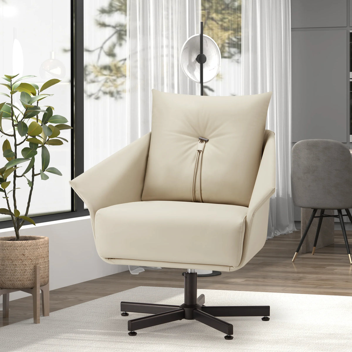 Swivel Armchair Upholstered with Metal Legs J9409