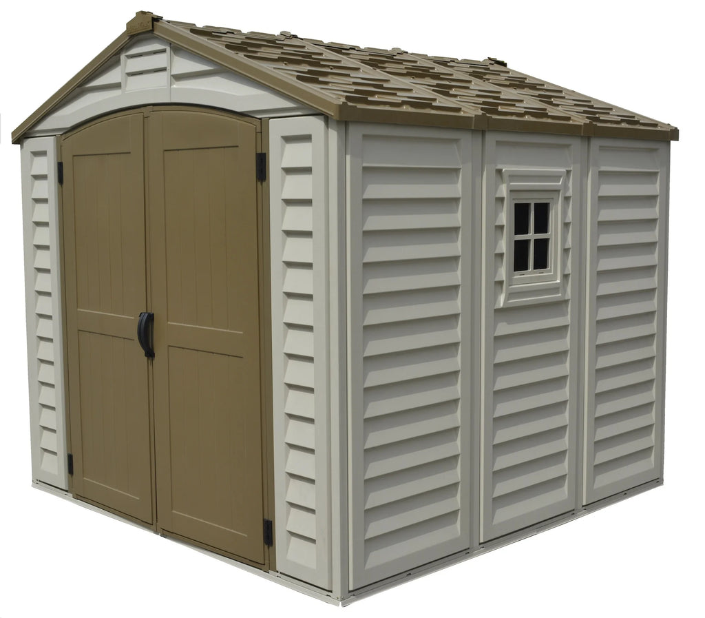 Offwhite/Brown 8x8 Outdoor Storage Shed Z406804