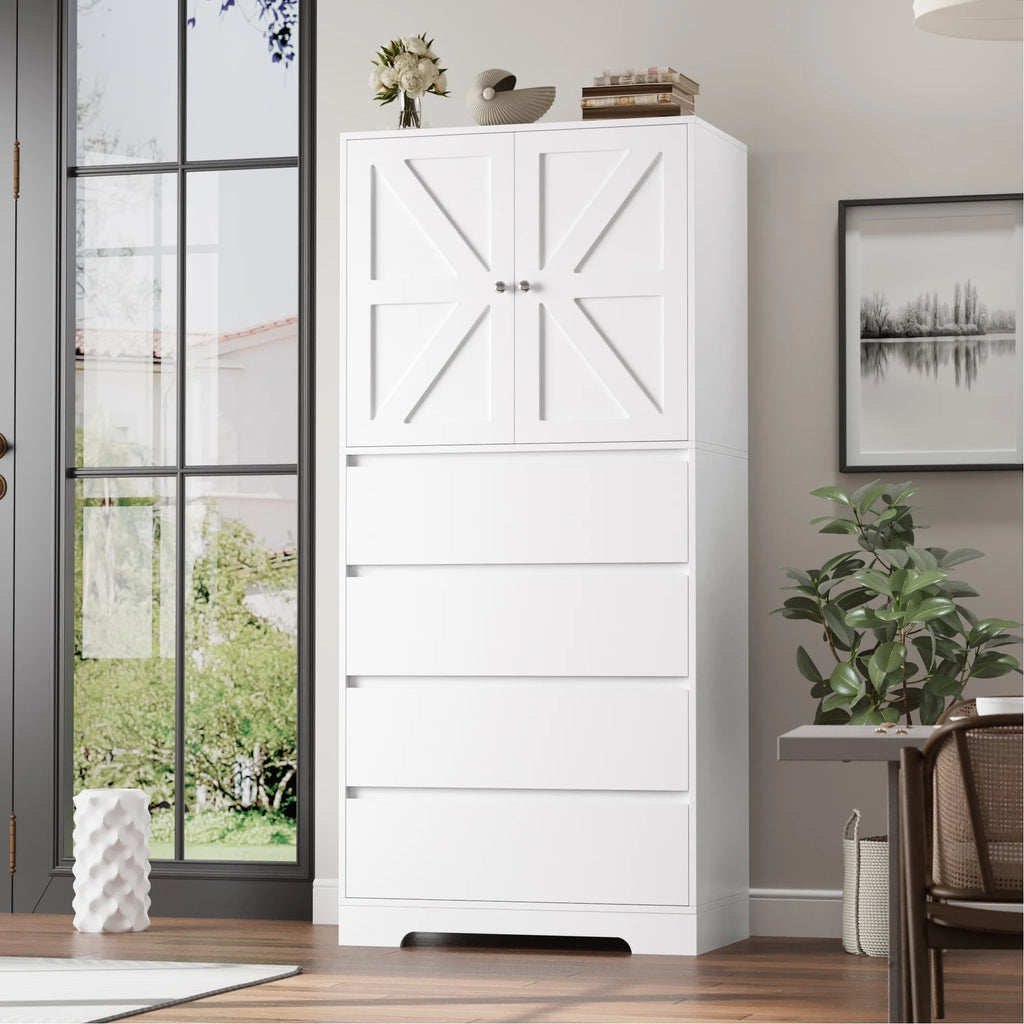 White 4 Drawer Wood Freestanding Storage Cabinet X89862