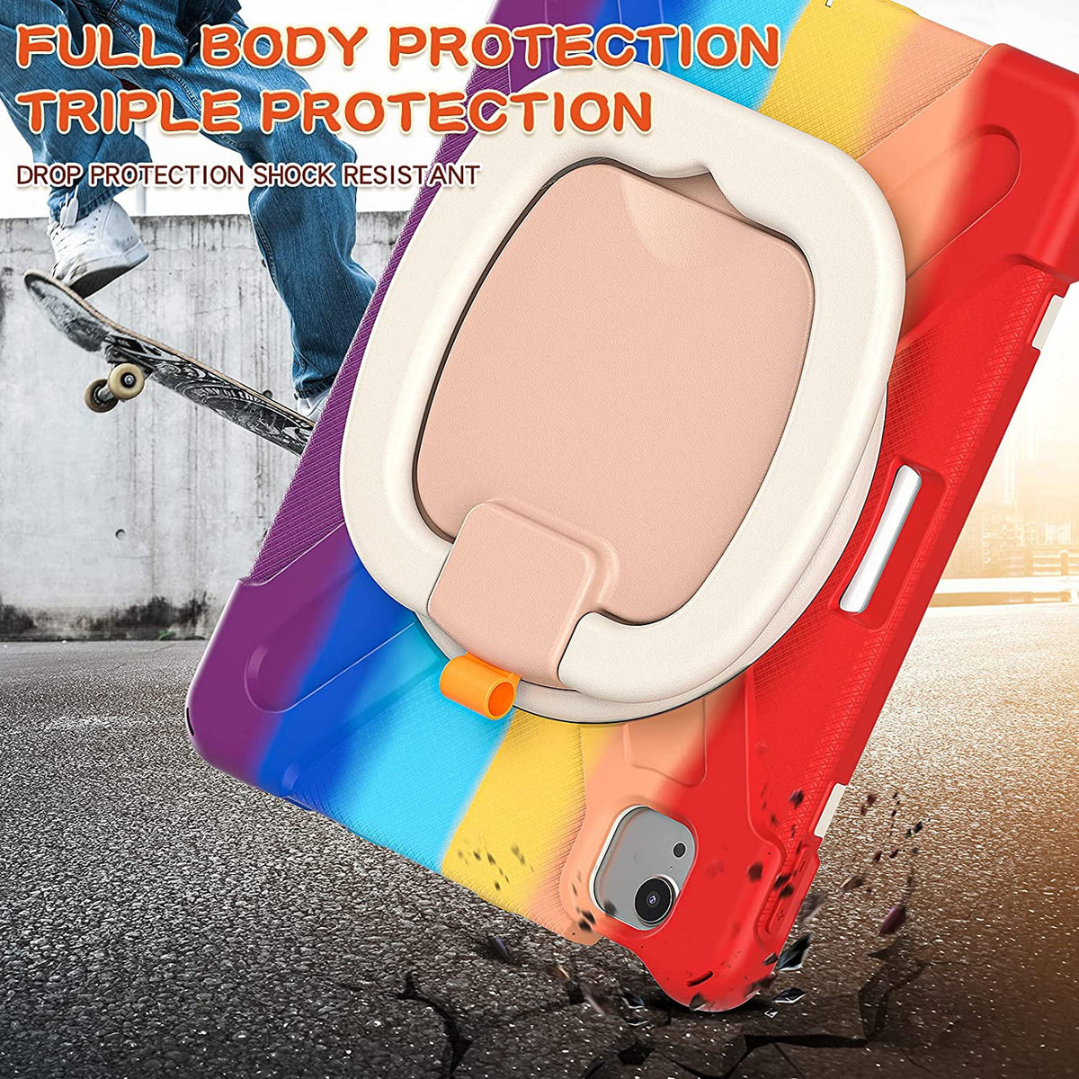 iPad Case with Rotatable Stand Shoulder Strap Pencil Holder Shockproof Silicone E40267