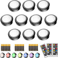 10 Pack 7 Colors Dimmable LED Puck Lights with Remote Q8628