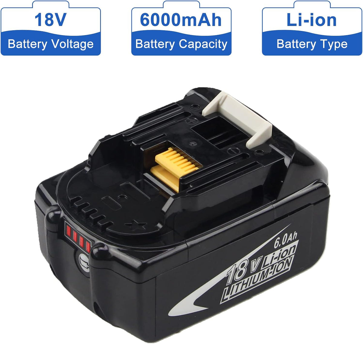 2 Packs 18 Volt 6.0Ah Replacement Battery with LED Indicator E20212