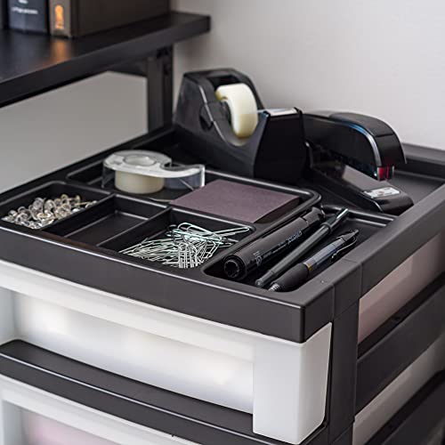 Black Plastic 4-Drawer Rolling Cart L758568