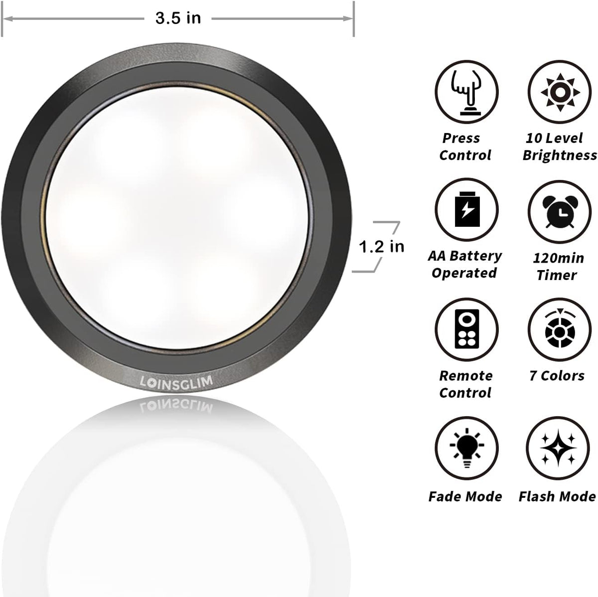 10 Pack 7 Colors Dimmable LED Puck Lights with Remote Q8628