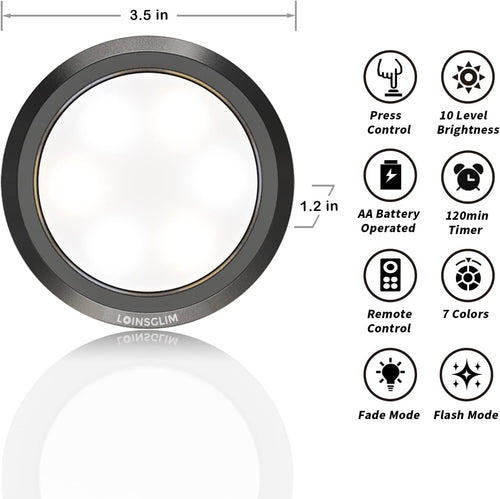 10 Pack 7 Colors Dimmable LED Puck Lights with Remote Q8628