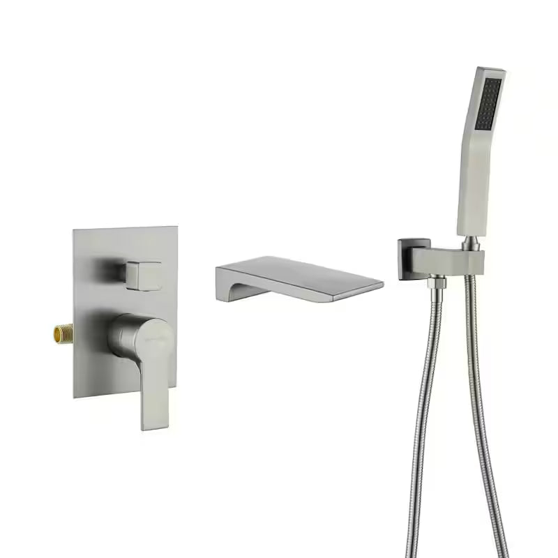 Wall Mount Roman Tub Faucet with Hand Shower Brushed Nickel N6052