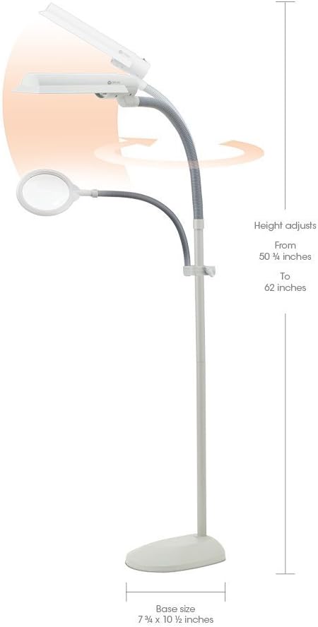 18W Floor Lamp with Magnifier Attachment Arm E716