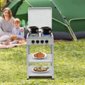 Portable 4 Burner Gas Stove with Support Leg Stand and Storage Rack R963546
