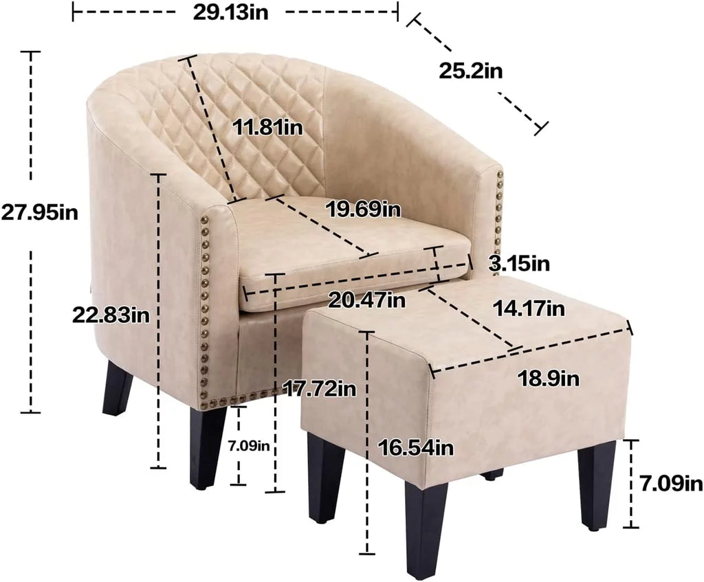 Leather Club Chair with Ottoman I1710