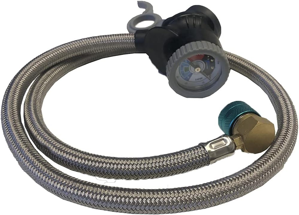 36 Premium Steel Braided Hose Can Tap with Gauge AC Refrigerant Recharge Hose Z5467