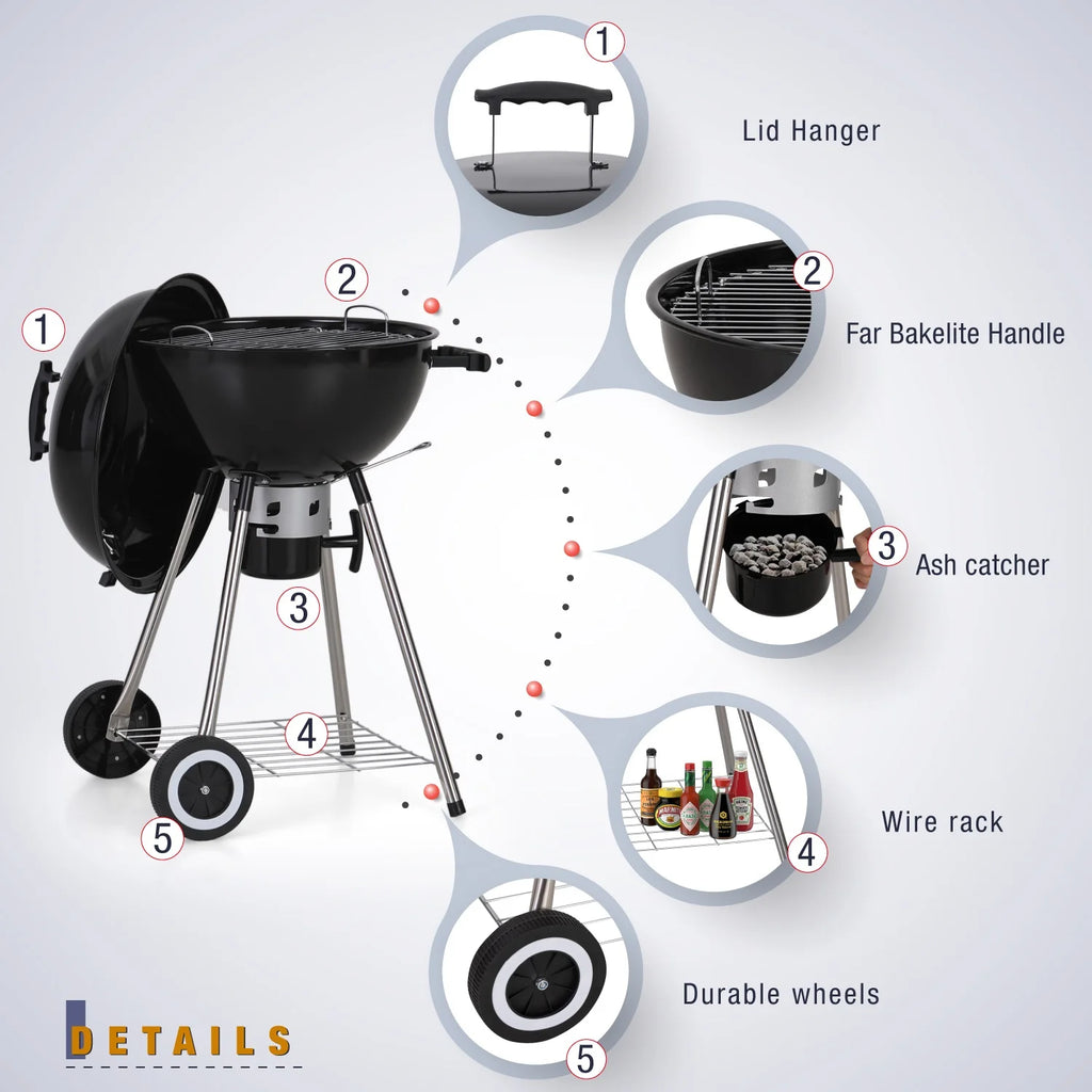 18" Portable Kettle Charcoal BBQ Grill J580