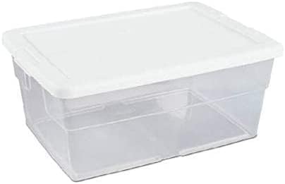 16 QT Storage Box Container with White Lids Clear Base Pack of 2 G558