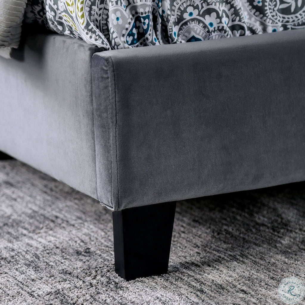 Gray Upholstered Full Bed X1597