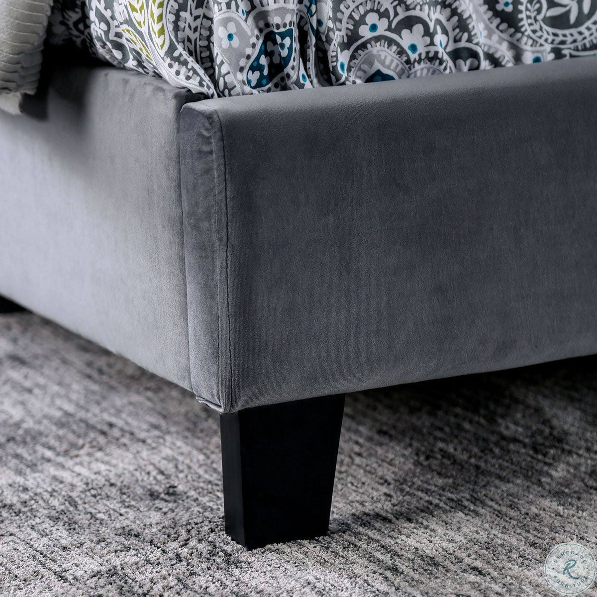 Gray Upholstered Full Bed X1597
