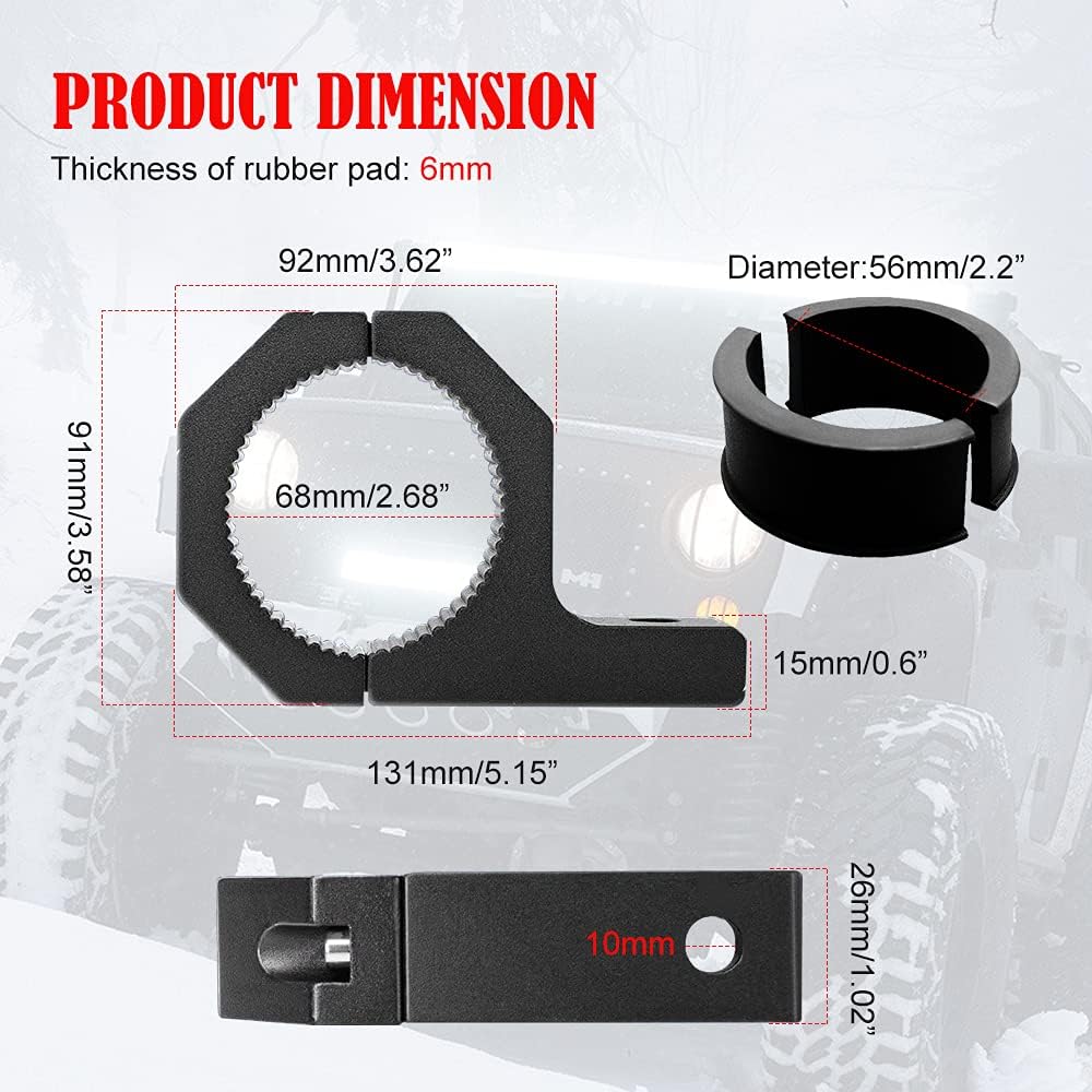 2.283 Inch LED Mounting Brackets Tube Clamp Mount 2PCS U9637