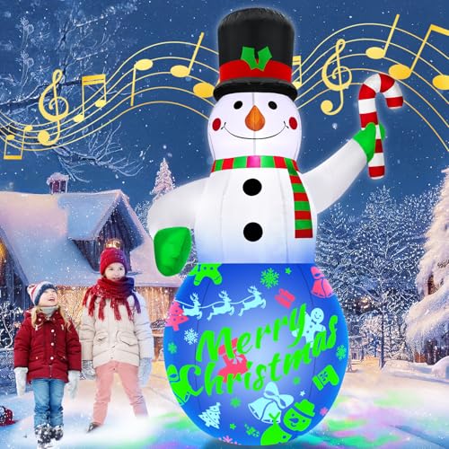 7Ft Christmas Inflatable Snowman with Music Box and Rotating LED Lights Z85469
