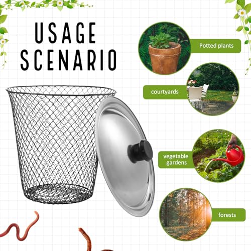 4 Pcs Worm Composter with Lids 9.1 x 9.1 x 5.9 Inch Worm Compost Bin W9818