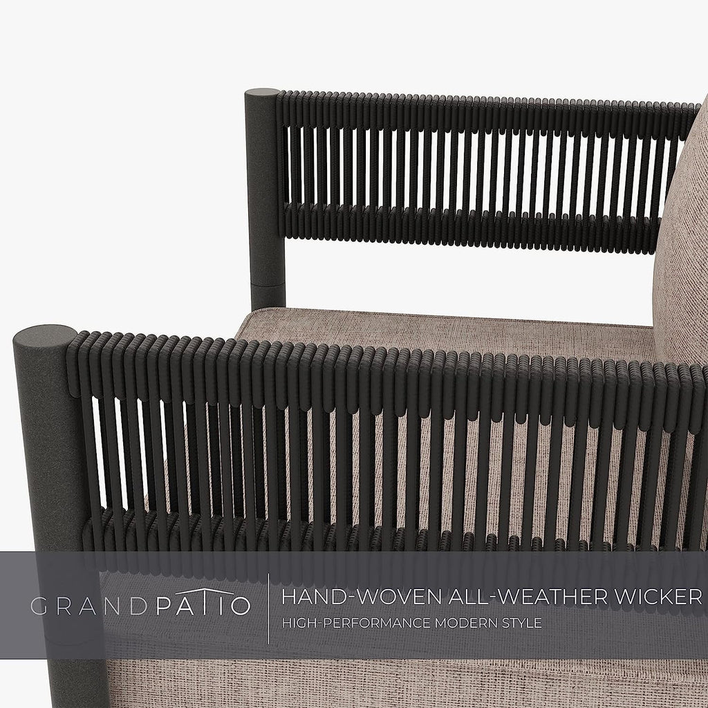 5-Piece Woven Wicker Outdoor Conversation Set with Cushions and Nested Table C137
