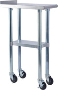 Stainless Steel Metal Work Table with Backsplash, Adjustable Shelf and Caster Wheel I679009