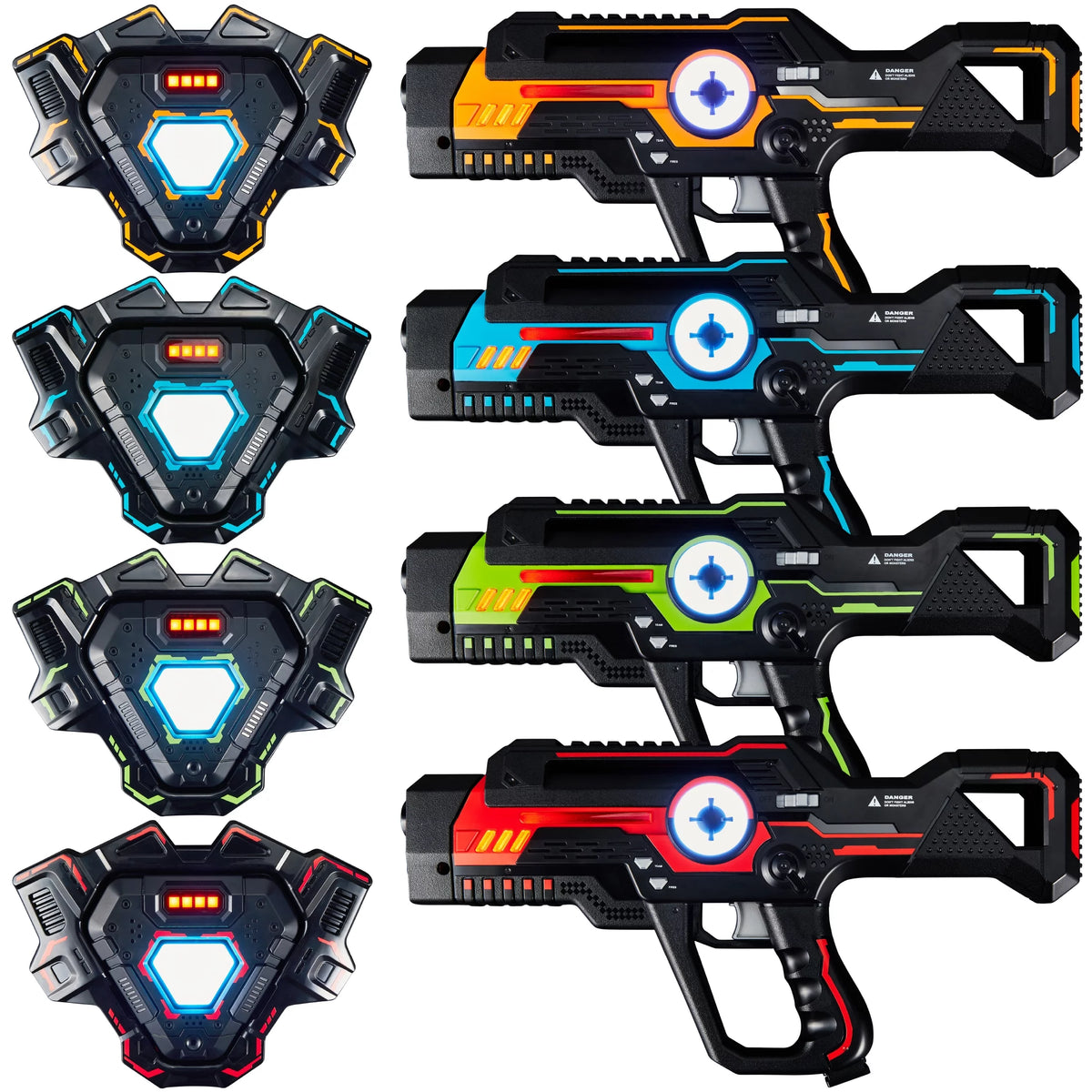 Set of 4 Laser Tag Blasters & Vests O242313